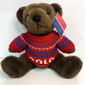POLO RALPH LAUREN YEAR 2000 VINTAGE Brown Bear Plush Knit POLO Sweater SIZE 10"